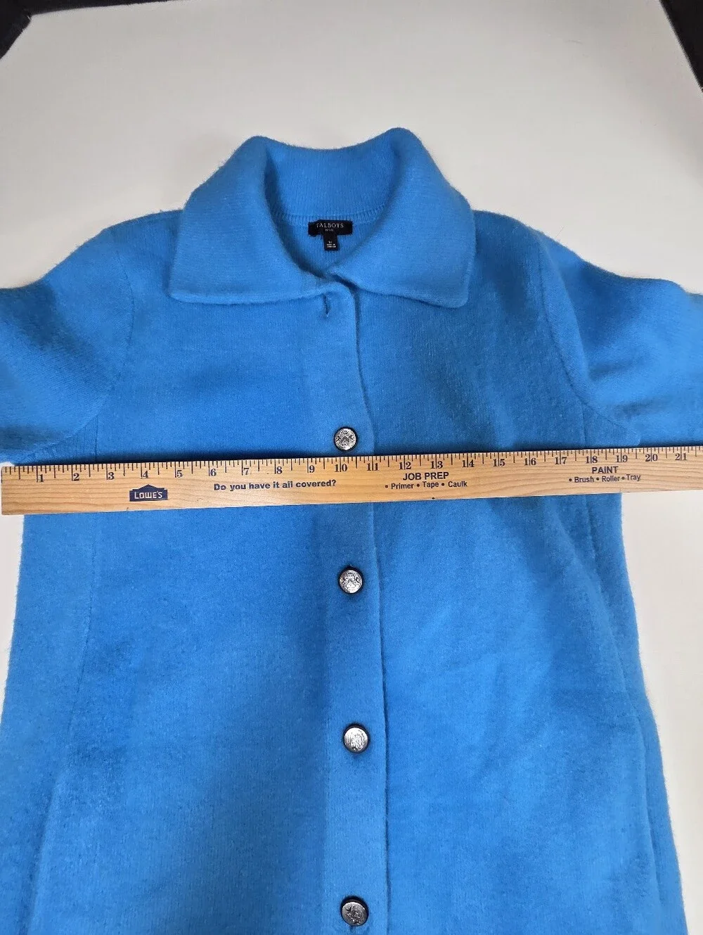 Talbots Coatigan Womens Petite Small Blue Cardigan Long Knit Button Stand Collar